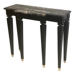 French 1940 Modern Neoclassical Ebonized Cherry & Marble Console by Andre Arbus
