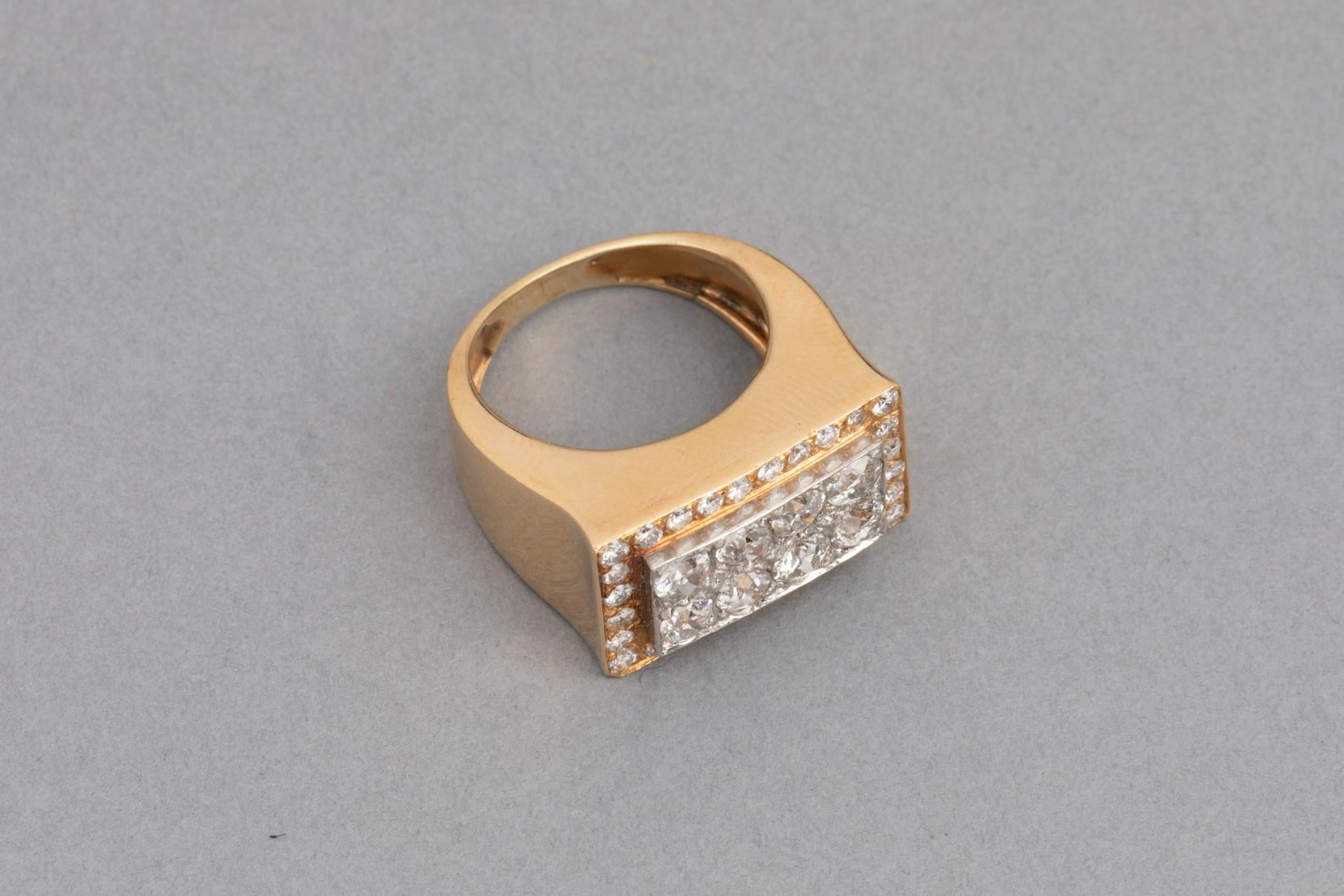 French 1940 Ring, Gold Platinum and Diamonds 1