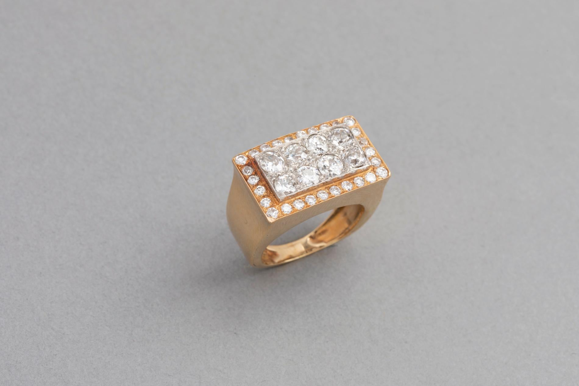 French 1940 Ring, Gold Platinum and Diamonds 3