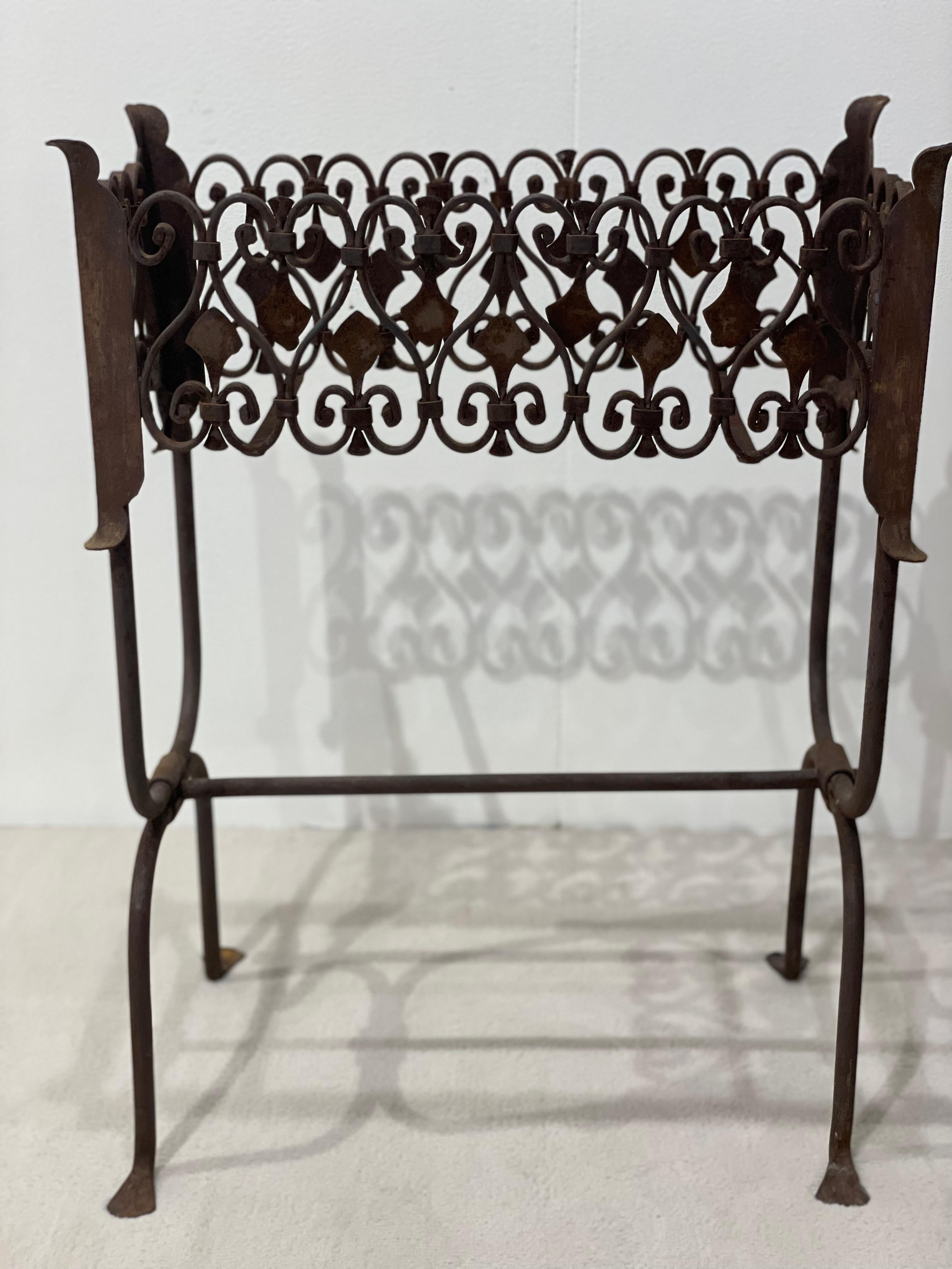 French 1940 Wrought Iron Planter Jardiniere In Good Condition For Sale In palm beach, FL