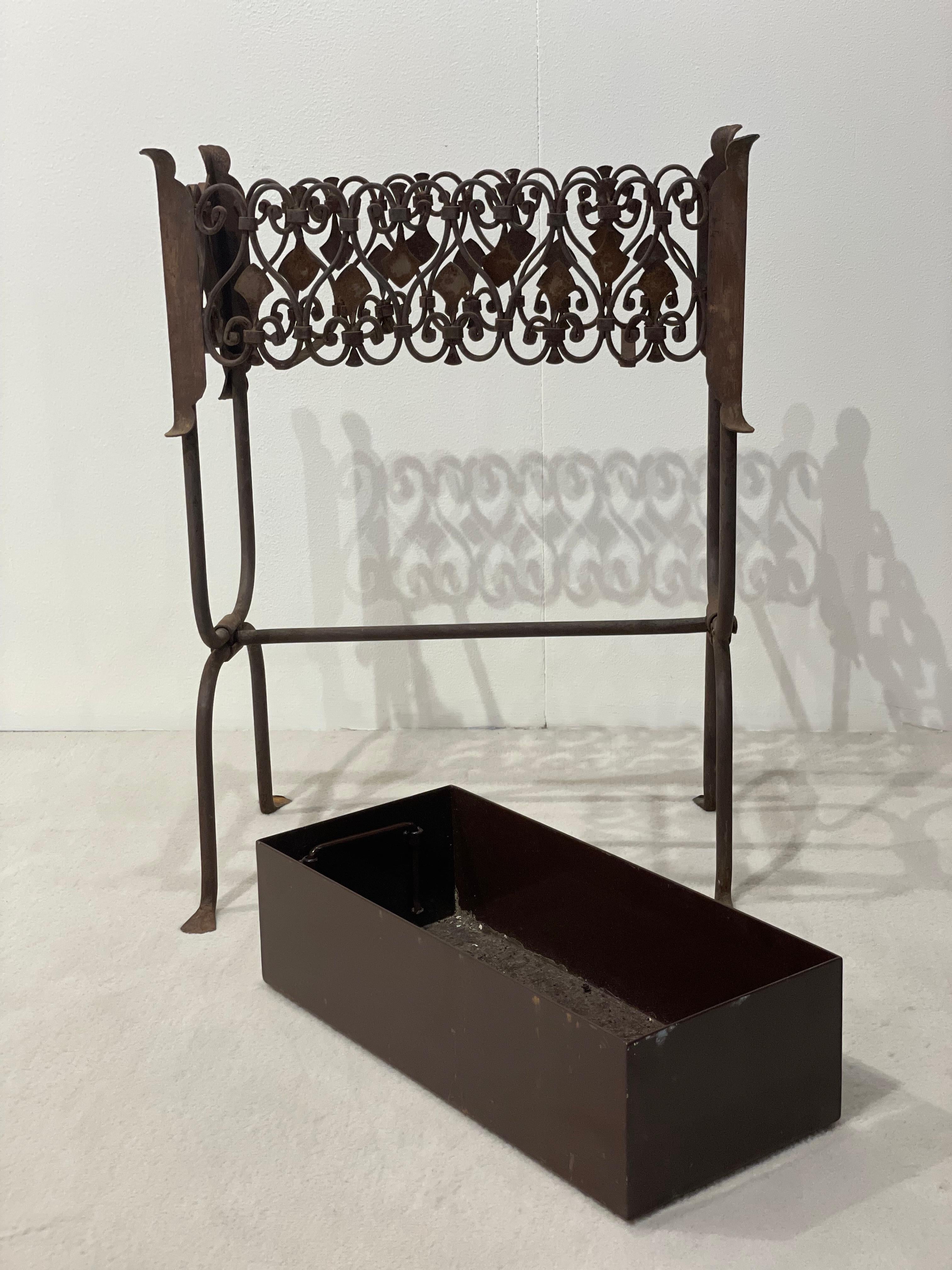 Mid-20th Century French 1940 Wrought Iron Planter Jardiniere For Sale