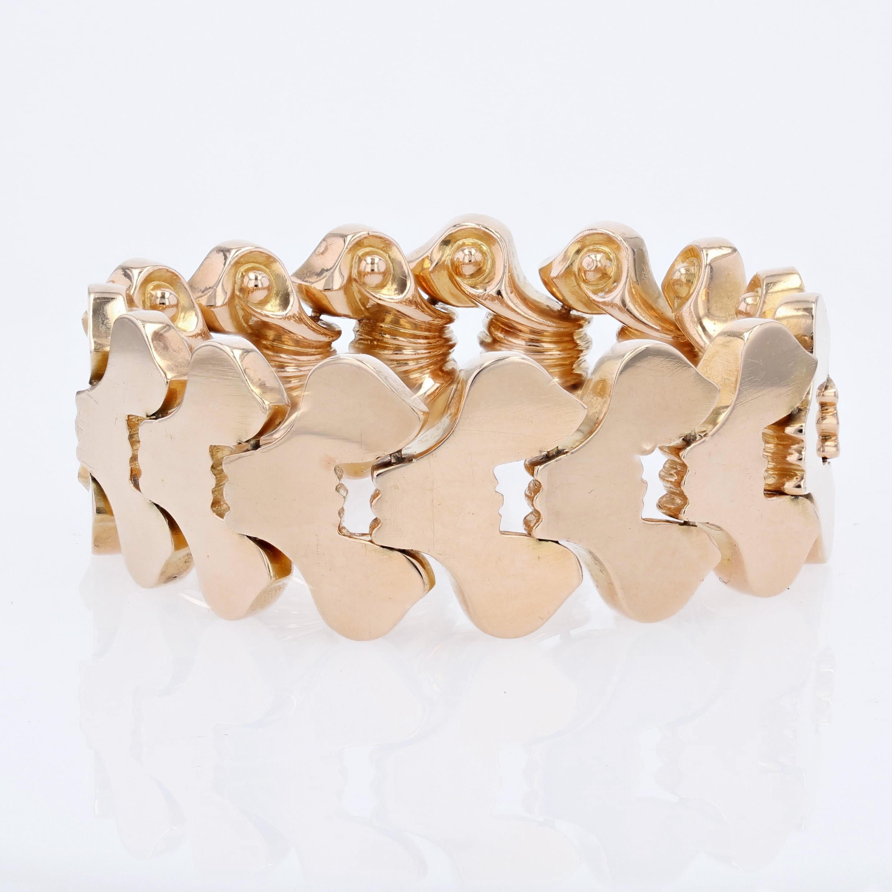 French 1940s 18 Karat Yellow Gold Reversible Tank Bracelet In Excellent Condition For Sale In Poitiers, FR
