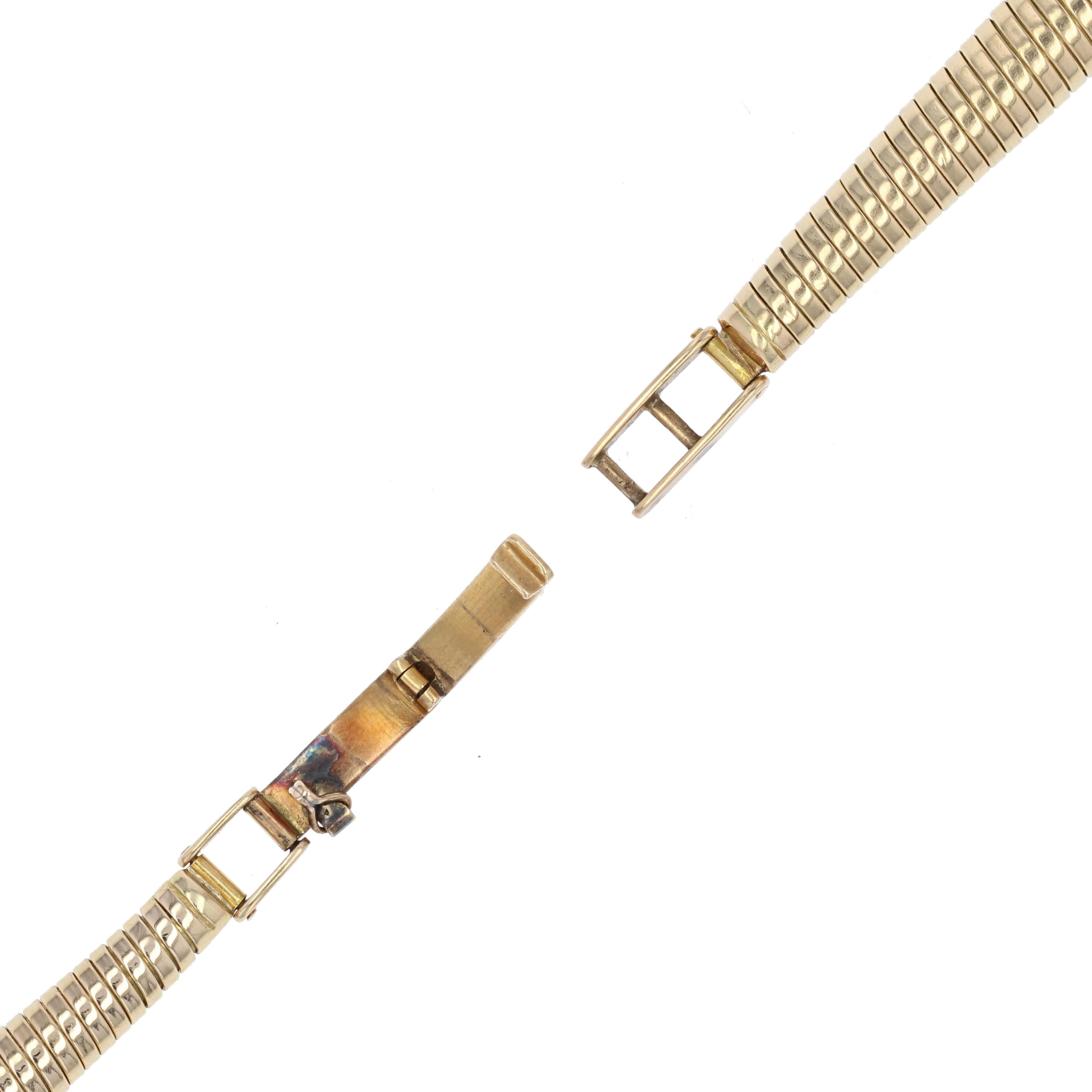 Montre-bracelet Tubogaz française des années 1940 en or jaune 18 carats en vente 4