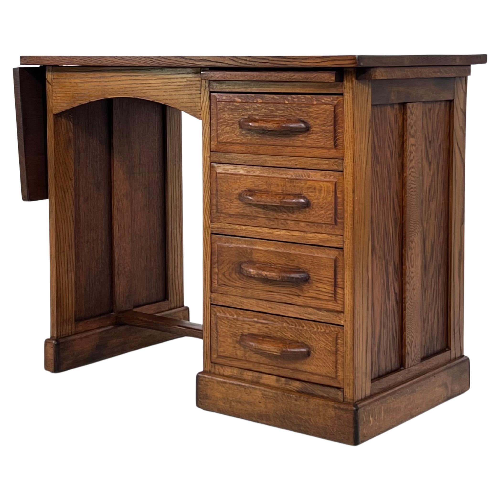 French 1940s 1950s Art Deco Design Oak Wooden Little Desk