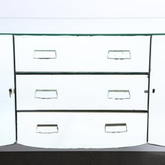 Verspiegelte Kommode aus den 1940er Jahren im Art déco-Stil mit abgeschrägten Beinen aus ebonisiertem Nussbaumholz, 1940er Jahre
