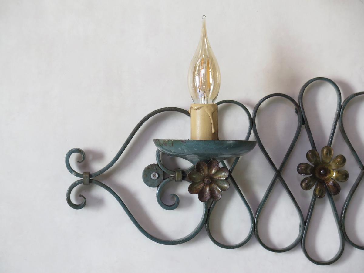 Painted French 1940s Art Deco Iron Sconces For Sale