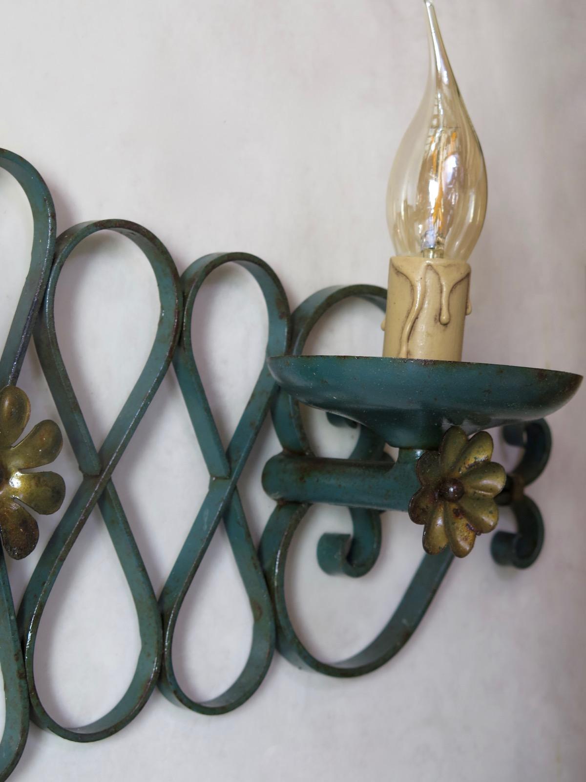 20th Century French 1940s Art Deco Iron Sconces For Sale