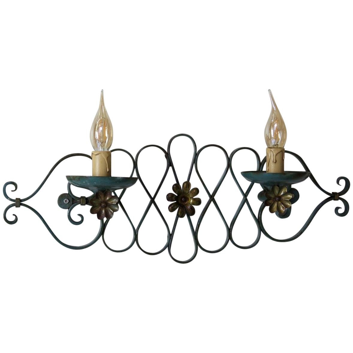 French 1940s Art Deco Iron Sconces For Sale