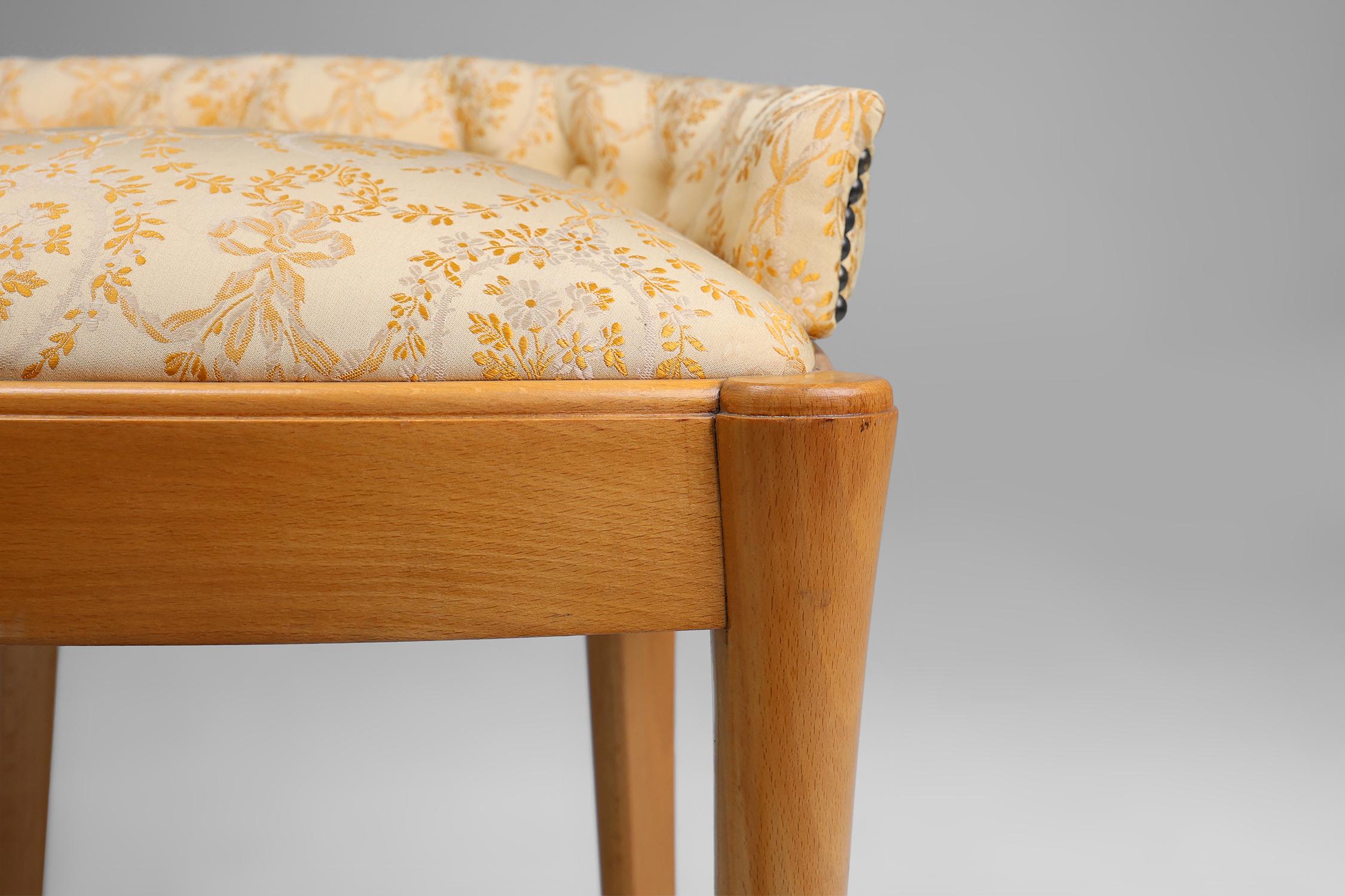 Chaise d'appoint Art Nouveau des années 1940 en bois de hêtre avec dossier bas Bon état - En vente à Meulebeke, BE