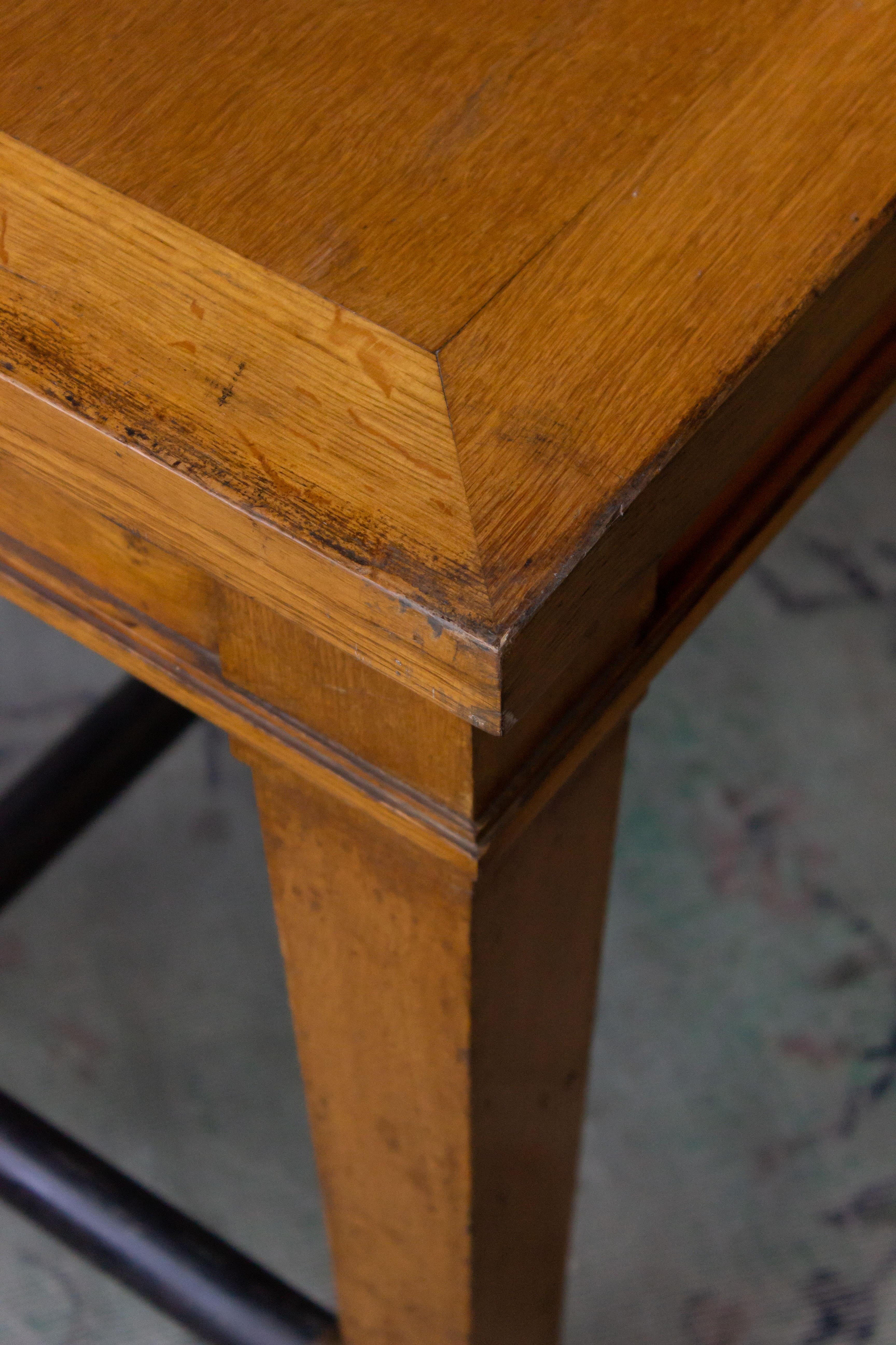 French 1940s Bank Table with Iron Stretcher 3