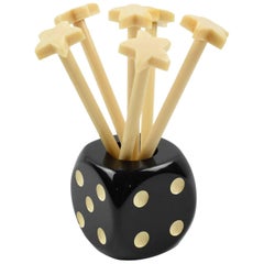 French 1940s Barware Cocktail Stirrers Set Huge Bakelite Dice