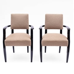 French 1940s Black Lacquered Bridge Chairs