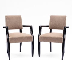 French 1940s Black Lacquered Side Chairs