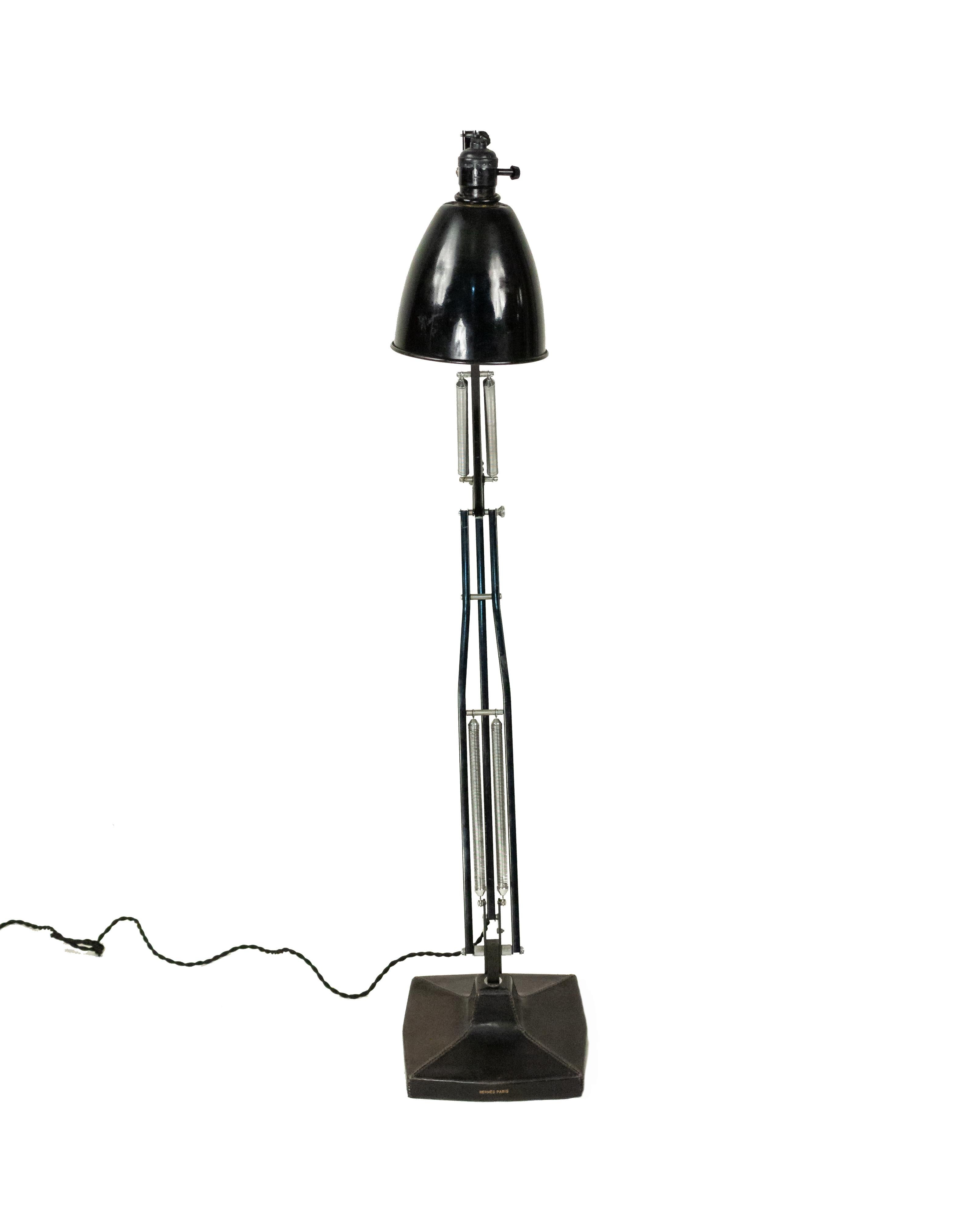 Hermès French 1940s Black Metal Adjustable Desk Lamp 2