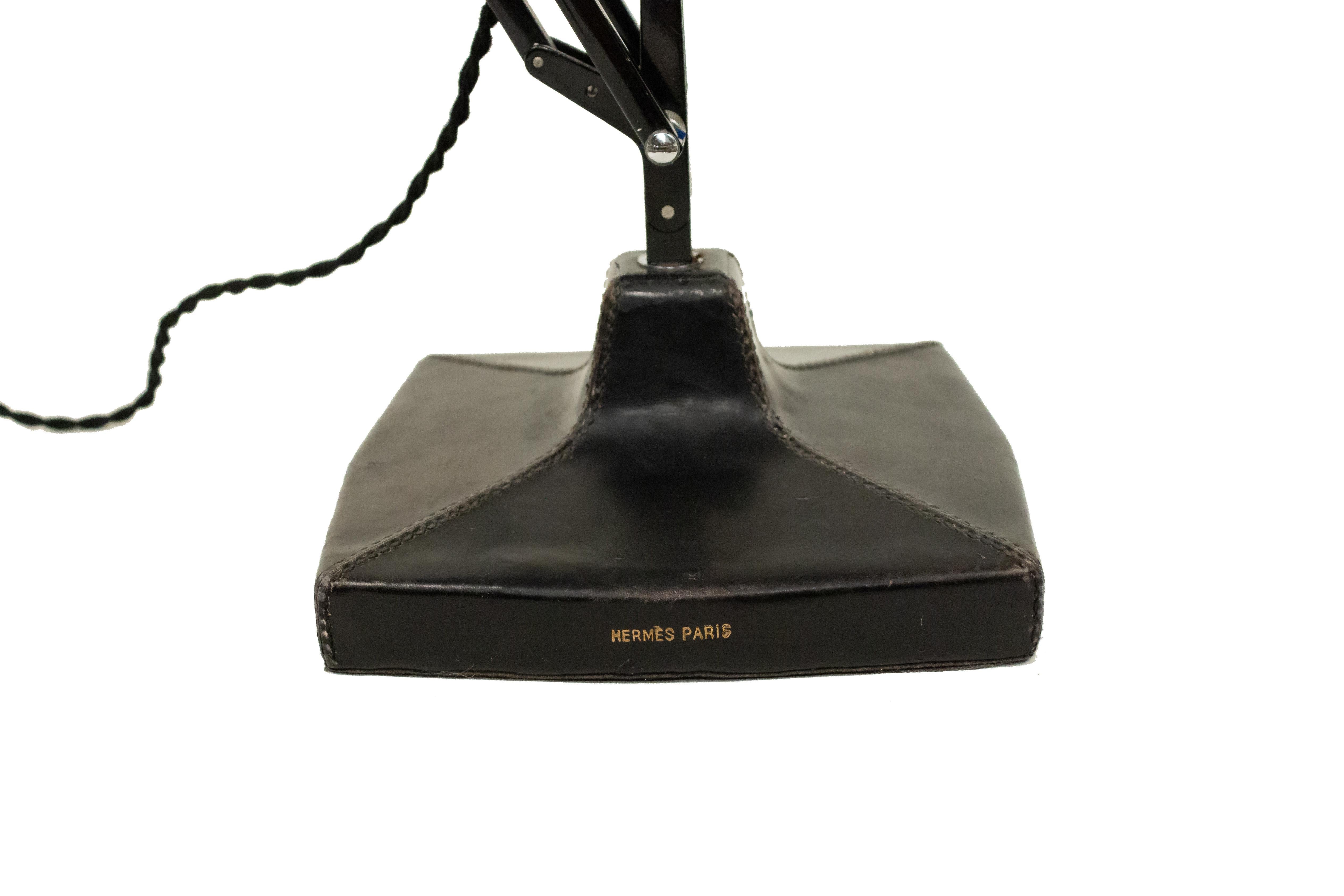 Hermès French 1940s Black Metal Adjustable Desk Lamp 5