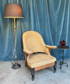 Lámpara de pie francesa de latón y bronce de los años 40 con pátina acabada a mano