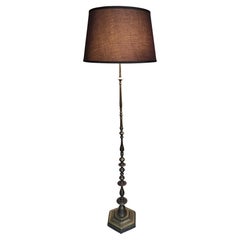 Used French 1940's Brass & Bronze Floor Lamp with Hand Finished Patina