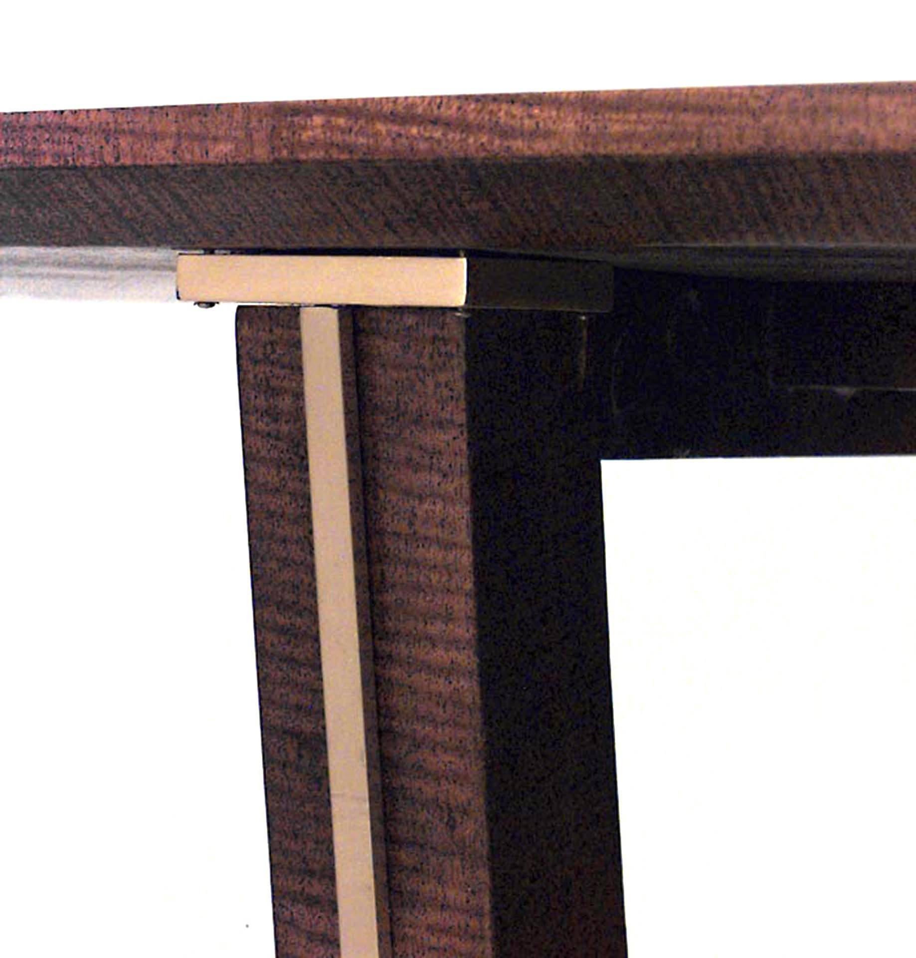 French Mid-Century Makore Veneer Console Table In Good Condition For Sale In New York, NY