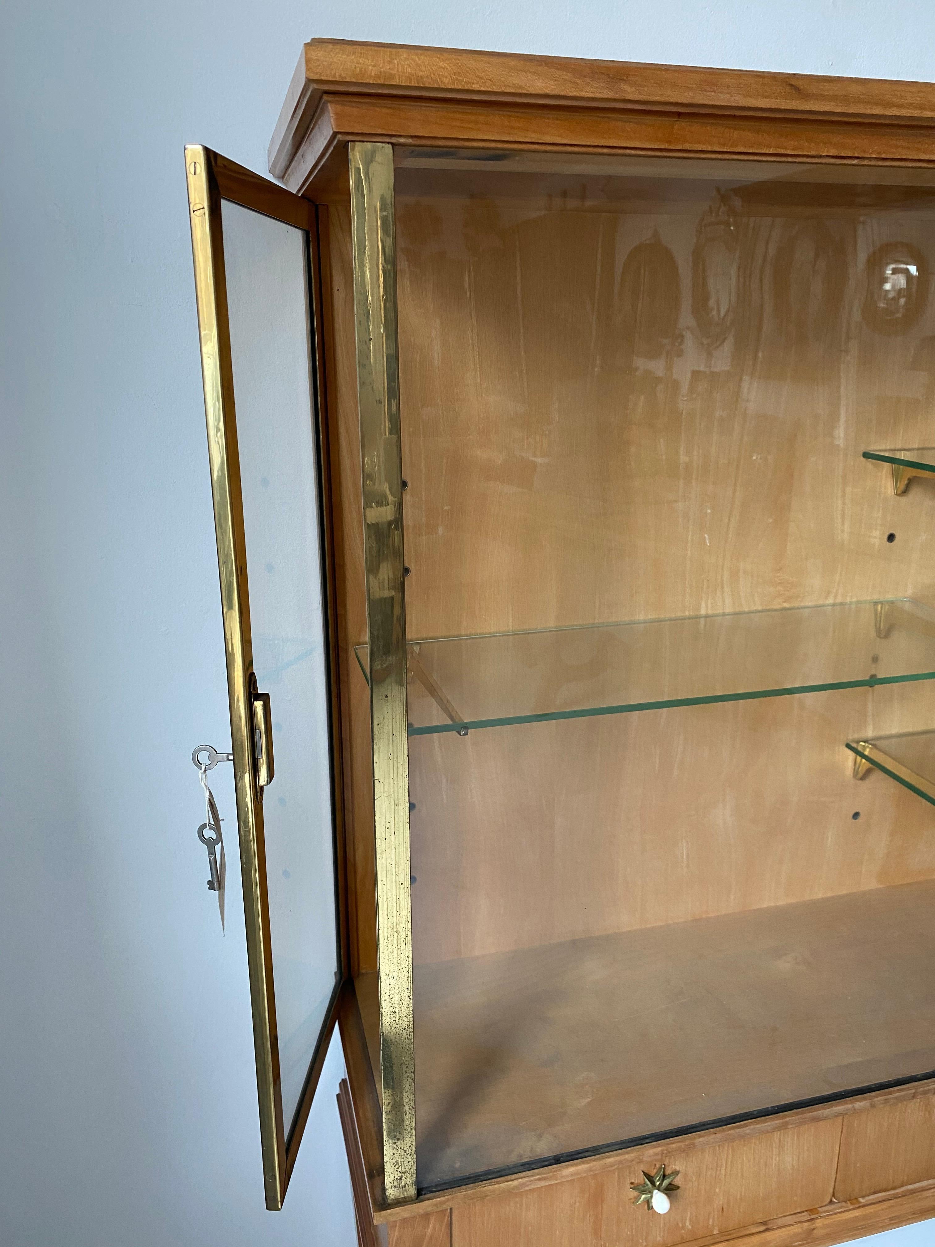 Mid-20th Century French 1940s Brass Trimmed Vitrine/ Display Cabinet