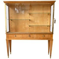 French 1940s Brass Trimmed Vitrine/ Display Cabinet