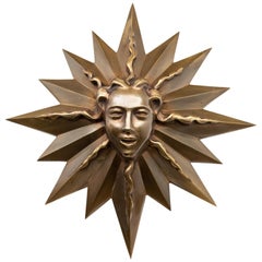 French 1940s Bronze Sun Plaque