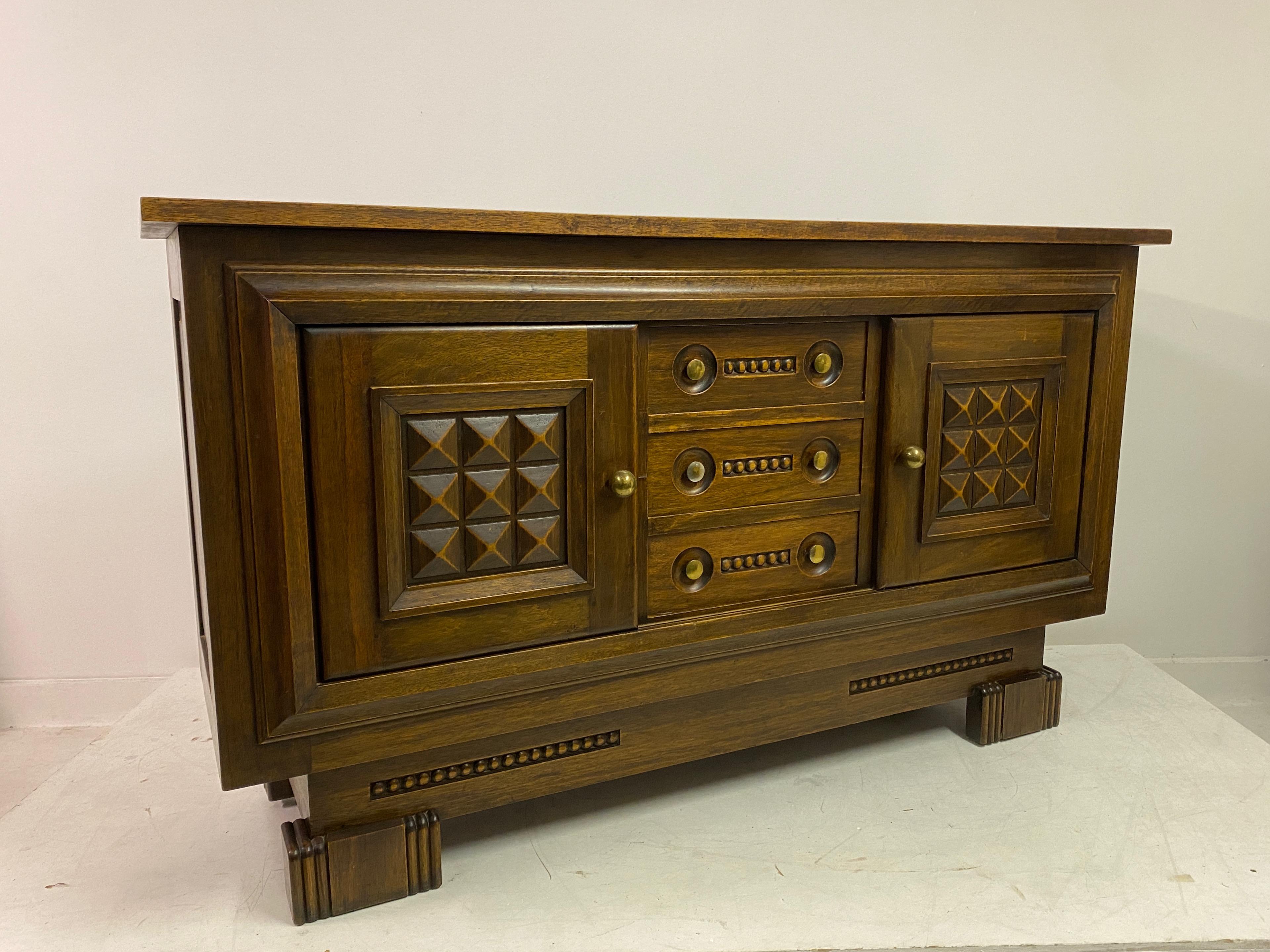 French 1940s Brutalist Oak Sideboard For Sale 7