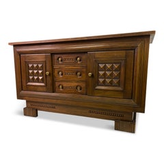 French 1940s Brutalist Oak Sideboard