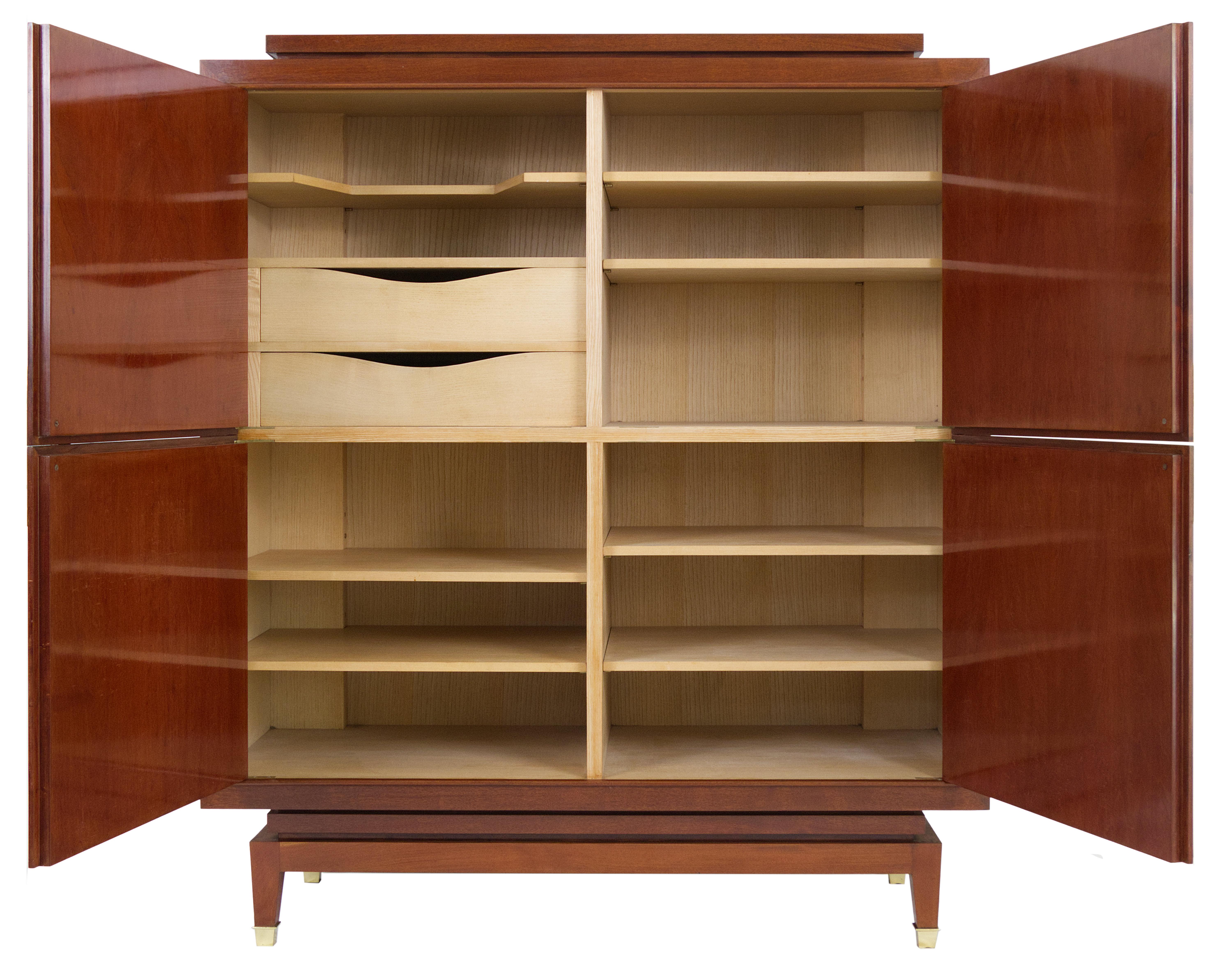 French 1940's Cabinet Mahogany and Leather attributed to Rousseau et Lardin In Good Condition For Sale In Worpswede / Bremen, DE