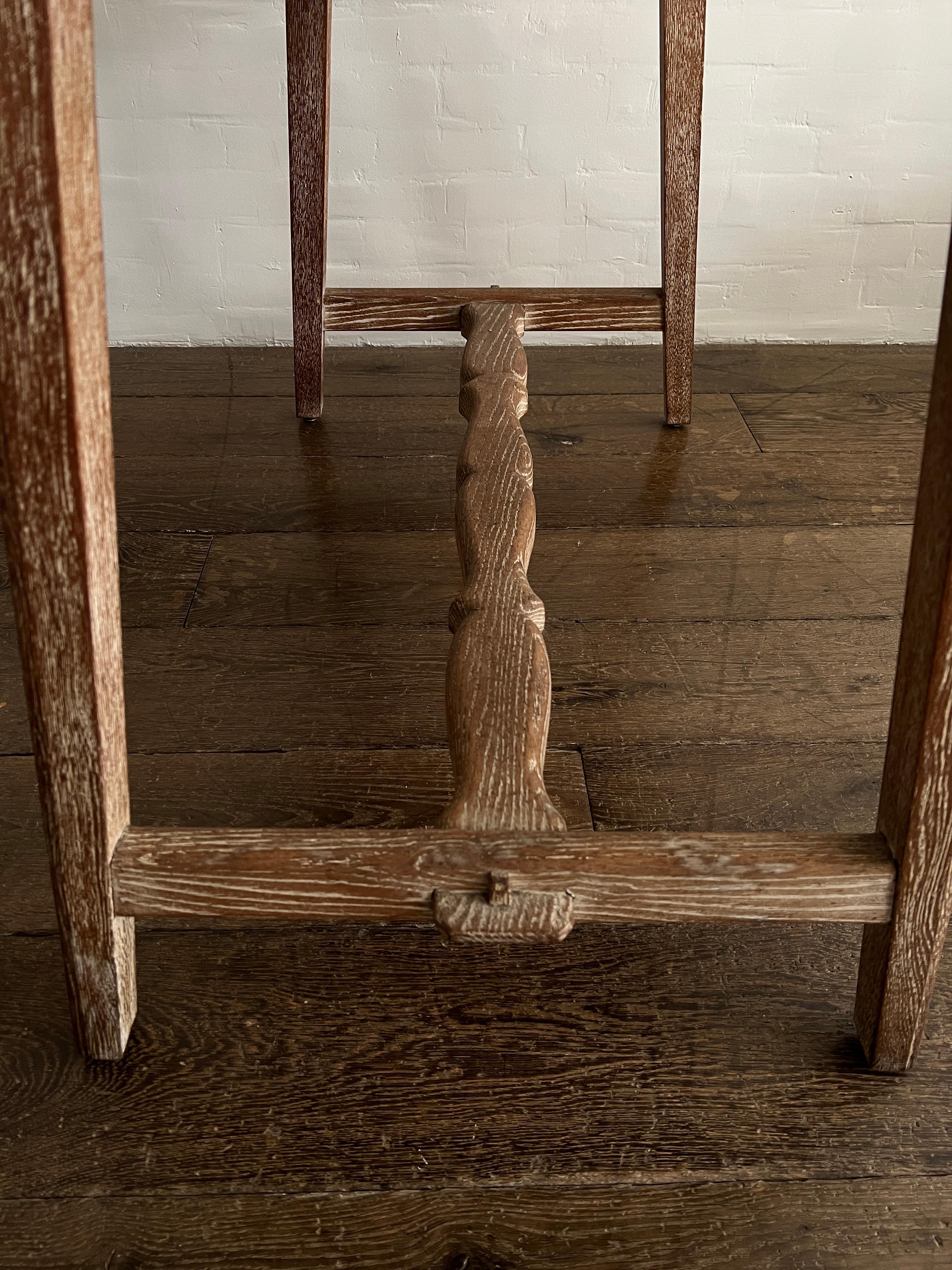 French 1940's Cerused Oak and Stone Top Scalloped Tables 8