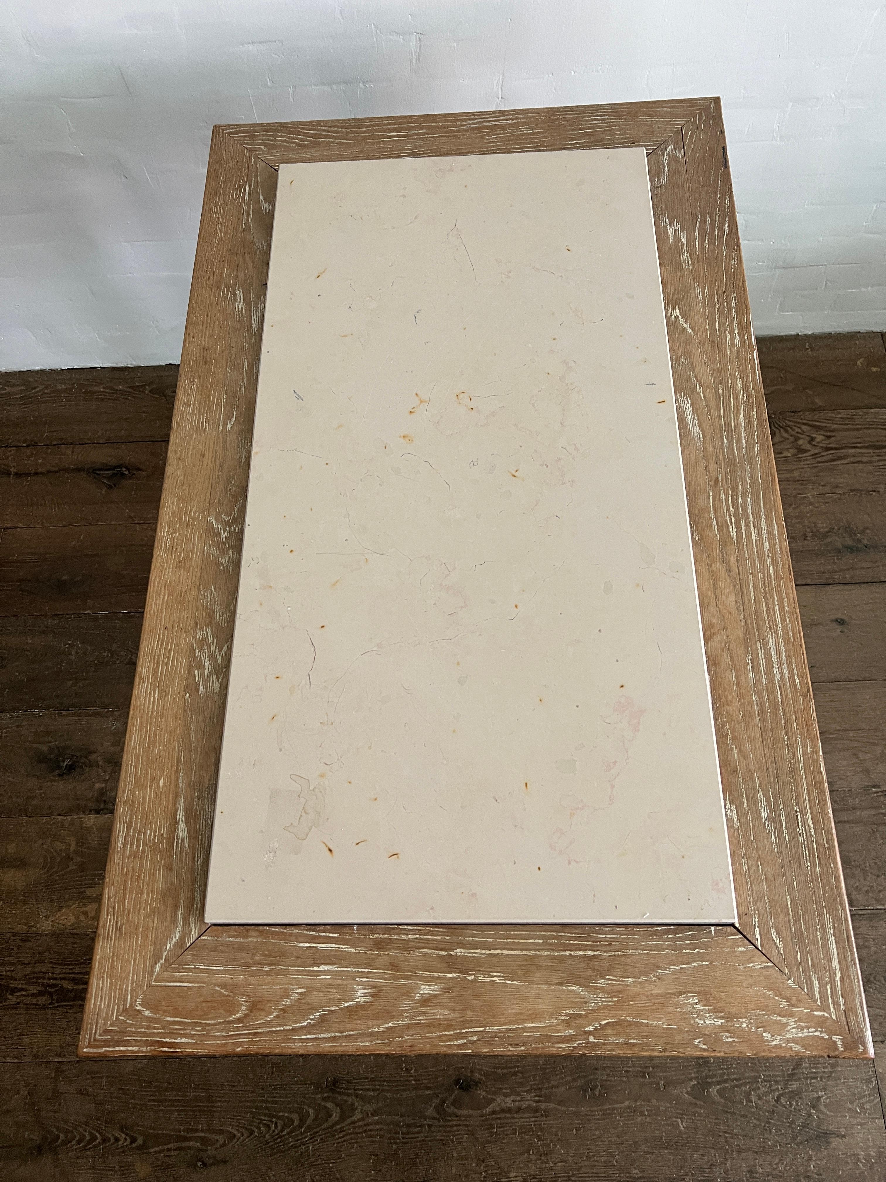 French 1940's Cerused Oak and Stone Top Scalloped Tables 3