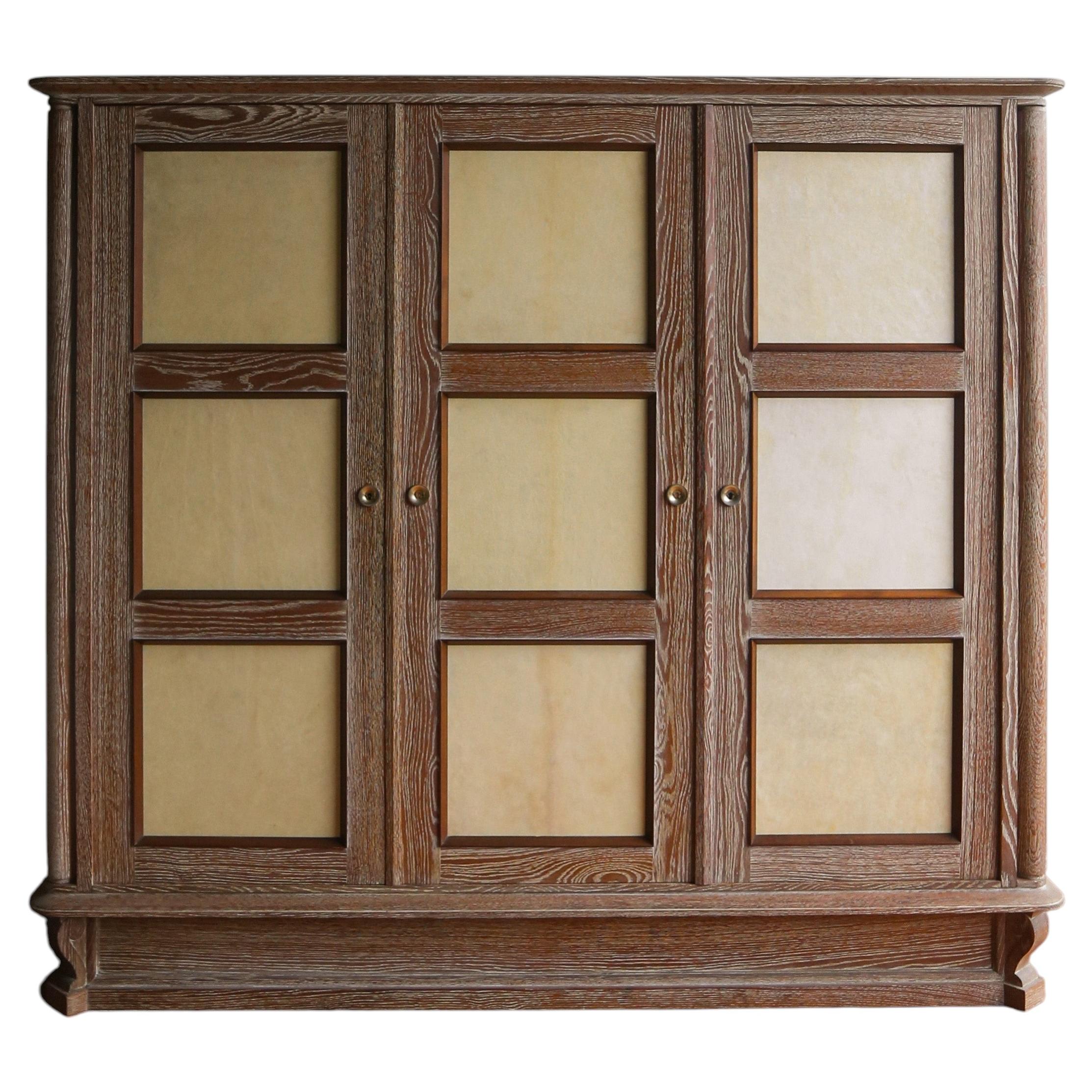 French 1940s Cerused Oak Cabinet