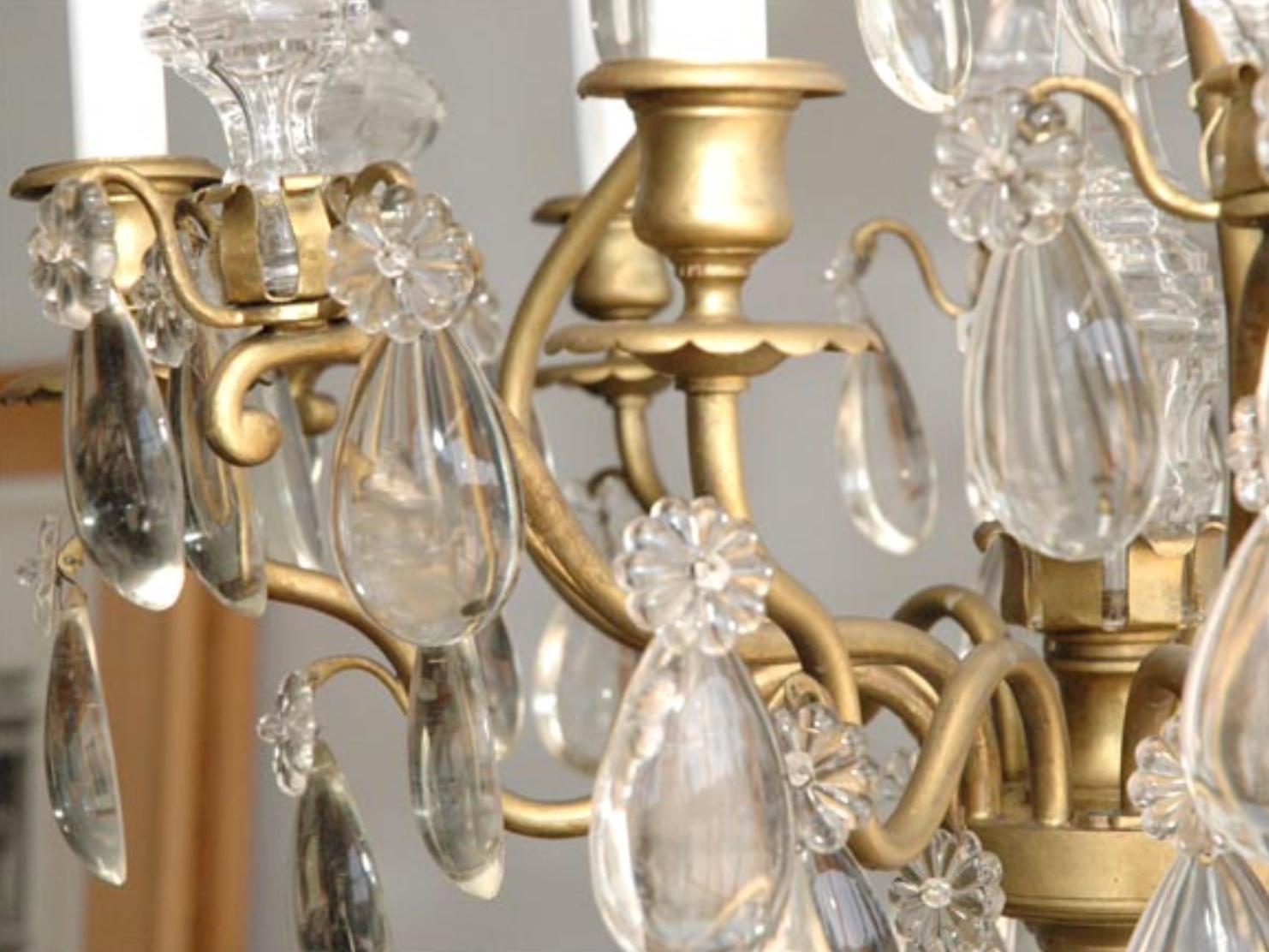 French 1940s Clear Tear Drop Chandelier by Maison Baguès In Good Condition For Sale In Los Angeles, CA