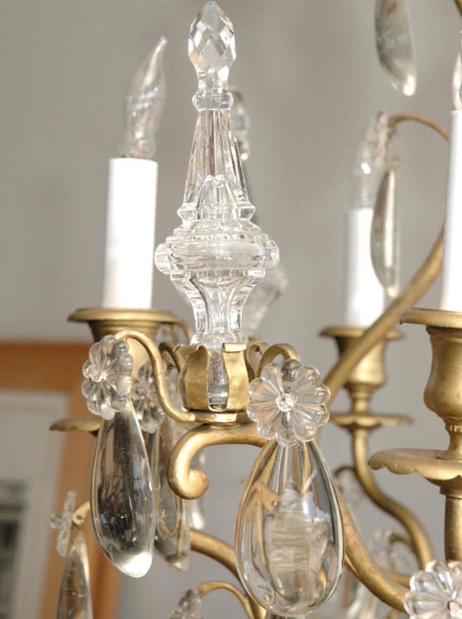 Mid-20th Century French 1940s Clear Tear Drop Chandelier by Maison Baguès For Sale