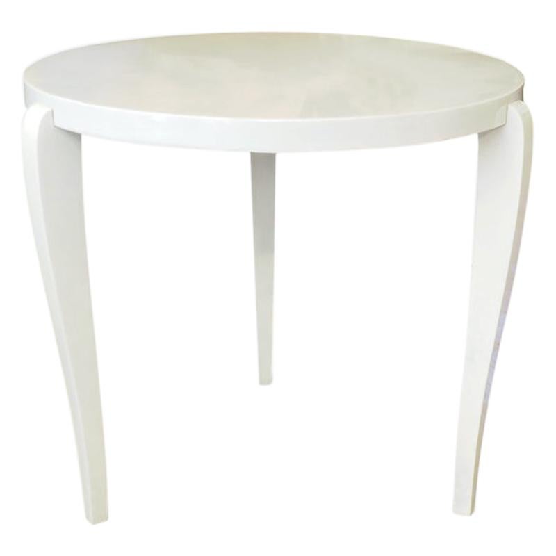 French 1940s Cream Lacquered Side Table For Sale