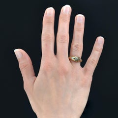 French 1940s Diamond 18 Karat Yellow Gold Platinum Bangle Ring