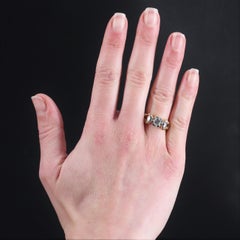 French 1940s Diamond 18 Karat Yellow Gold Platinum Solitaire Ring