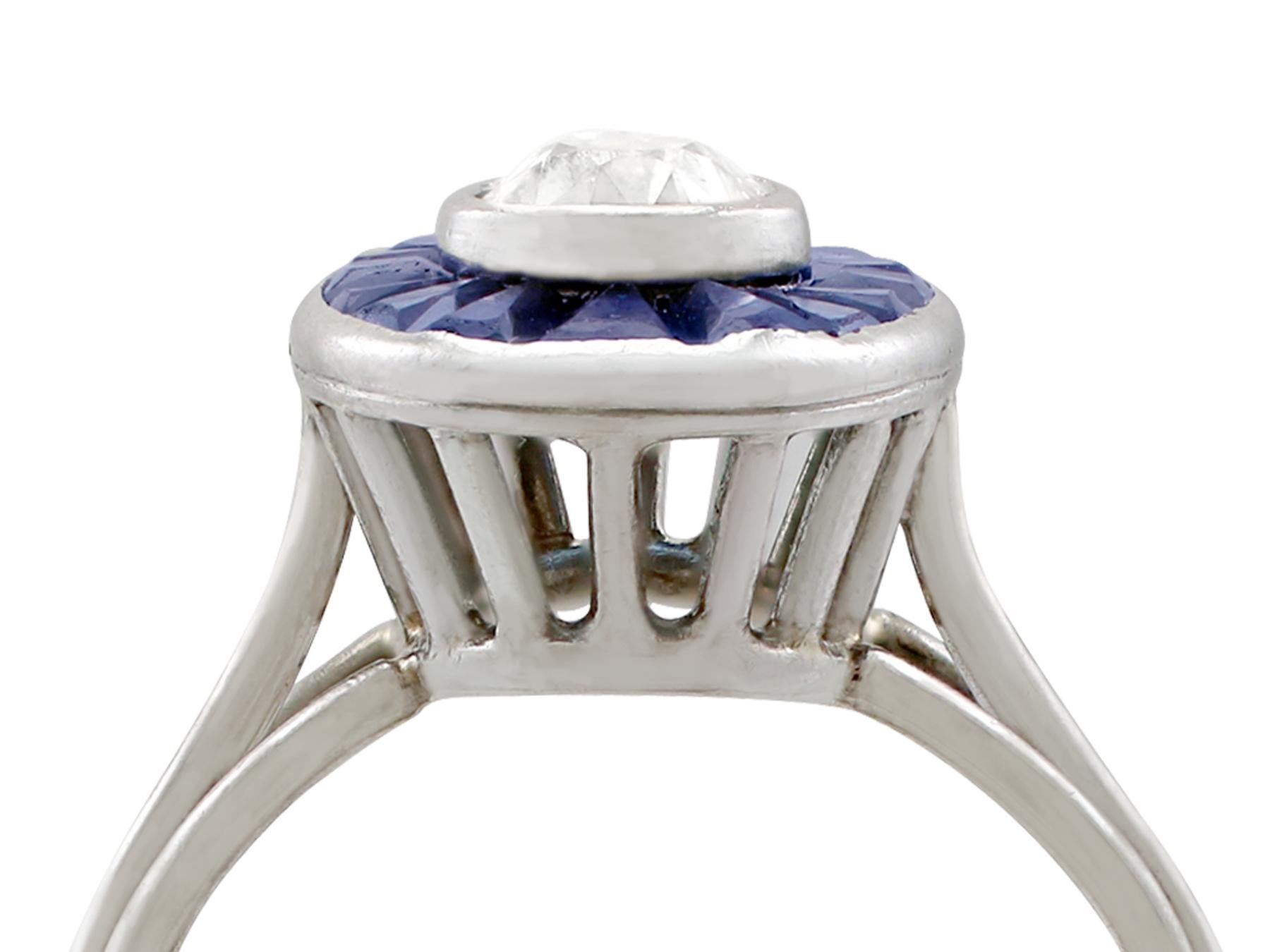 A stunning vintage French 0.58 carat diamond and 1.46 carat diamond, platinum dress ring; part of our diverse gemstone jewellery and estate jewelry collections.

This stunning, fine and impressive vintage sapphire ring has been crafted in