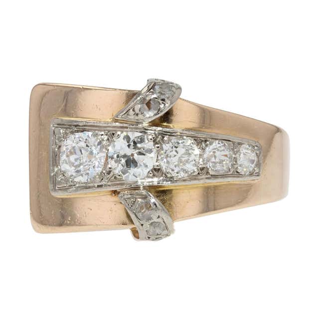 1940s Retro Diamond Gold Tank Ring at 1stDibs | tank rings, what is a ...