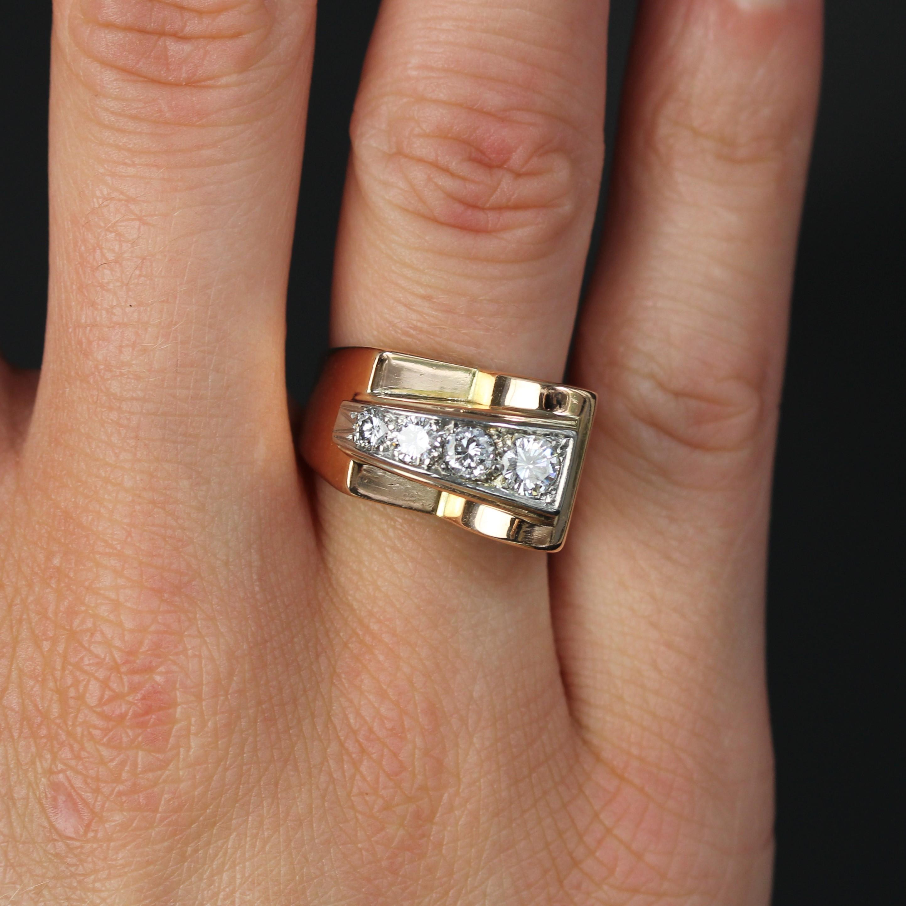 Donna Anello francese anni '40 con diamanti in oro rosa 18 kt. in vendita