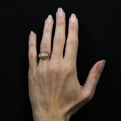 French 1940s Diamonds 18 Karat Rose Gold Platinum Ring