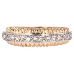 French 1940s Diamonds 18 Karat Rose Gold Platinum Wedding Ring