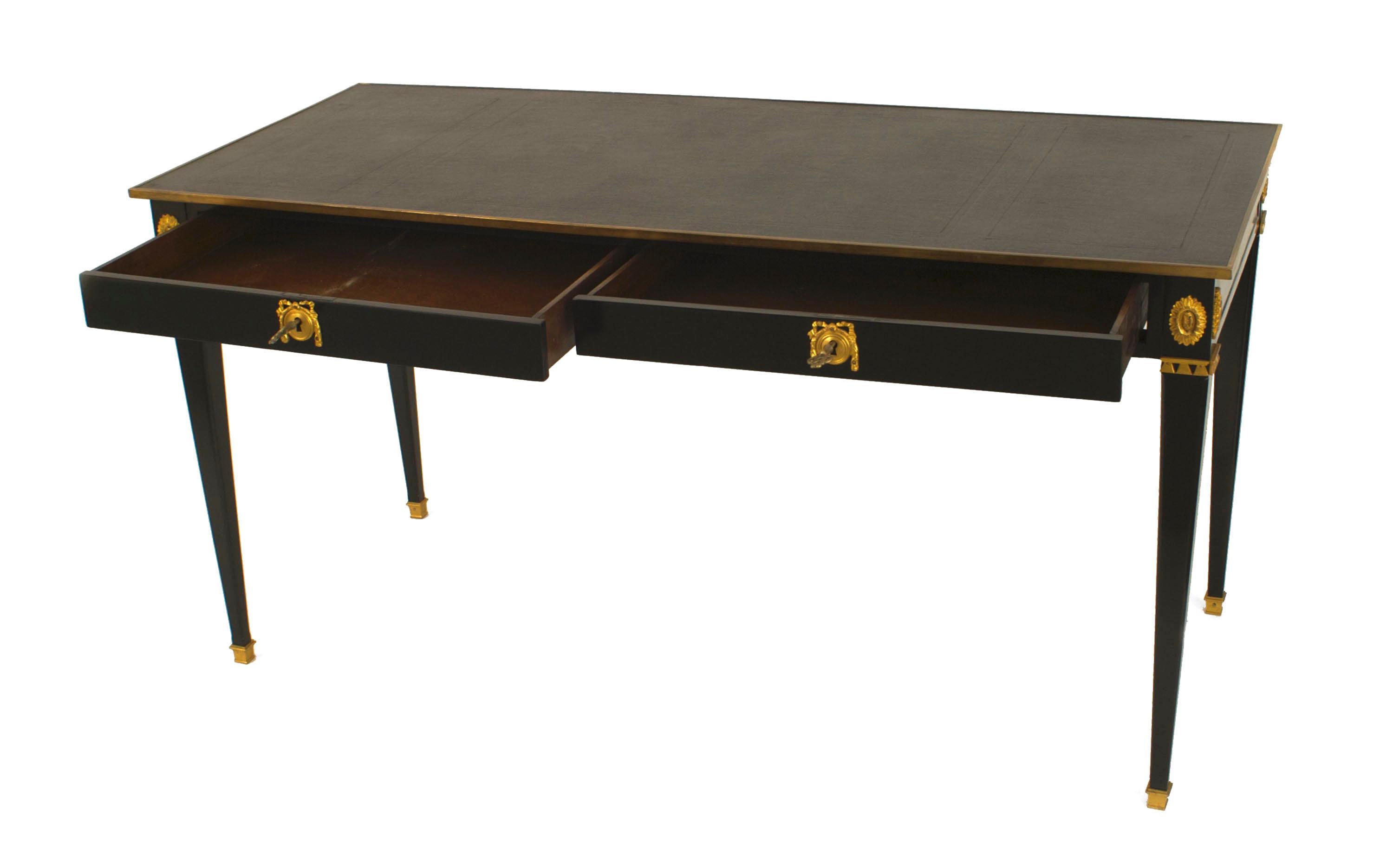 French 1940s Ebonized and Rectangular Table Desk In Good Condition In New York, NY