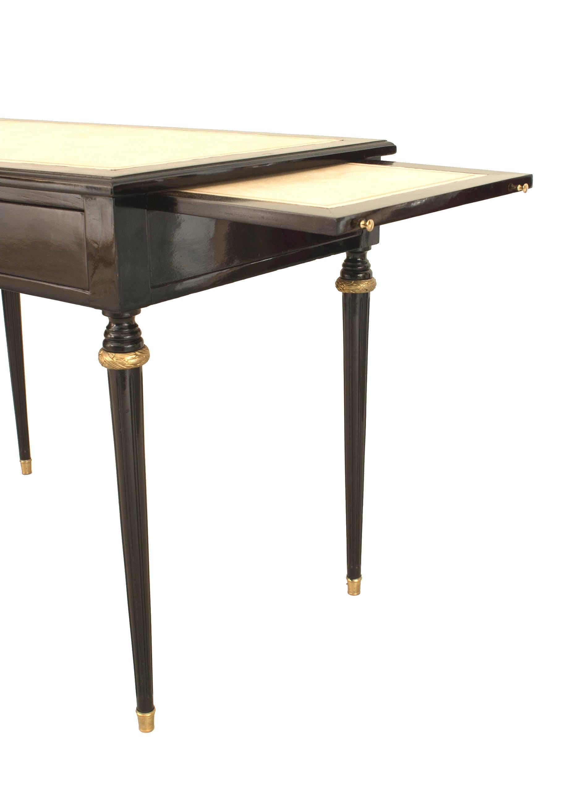French 1940s Ebonized and Rectangular Table Desk In Good Condition In New York, NY