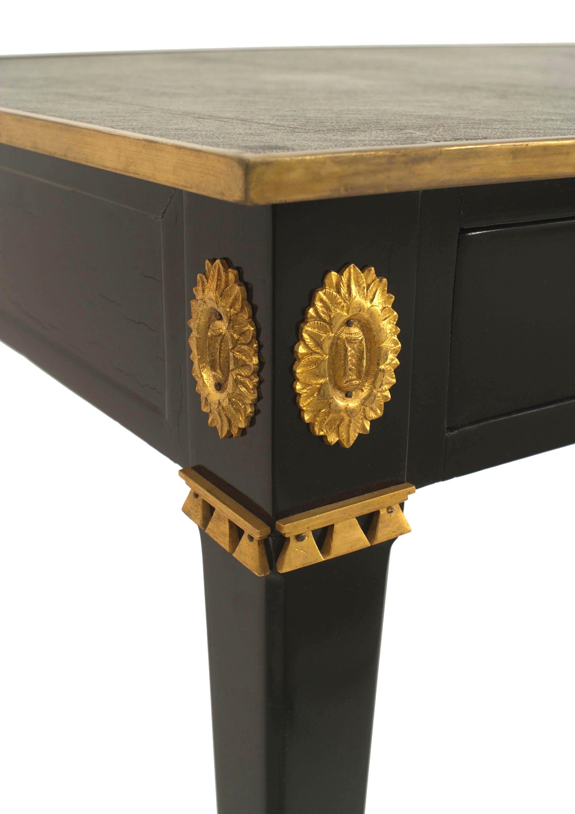 Bronze French 1940s Ebonized and Rectangular Table Desk