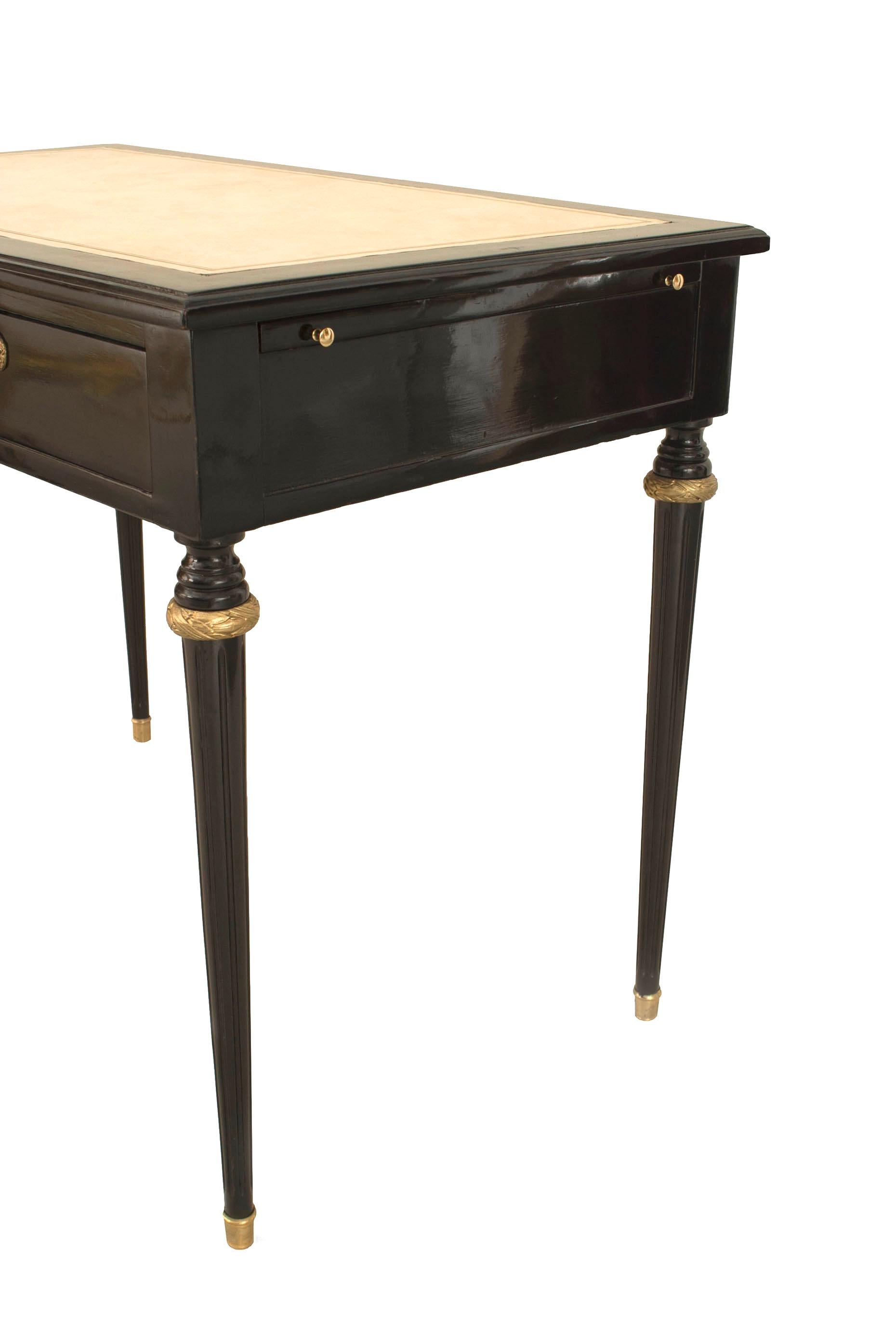 French 1940s Ebonized and Rectangular Table Desk 1