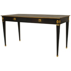 Antique French 1940s Ebonized and Rectangular Table Desk