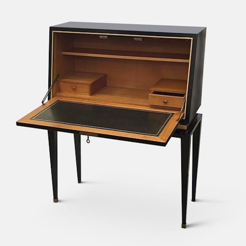 French 1940s Ebonized Desk Attributed to Jacques Adnet In Good Condition In London, GB