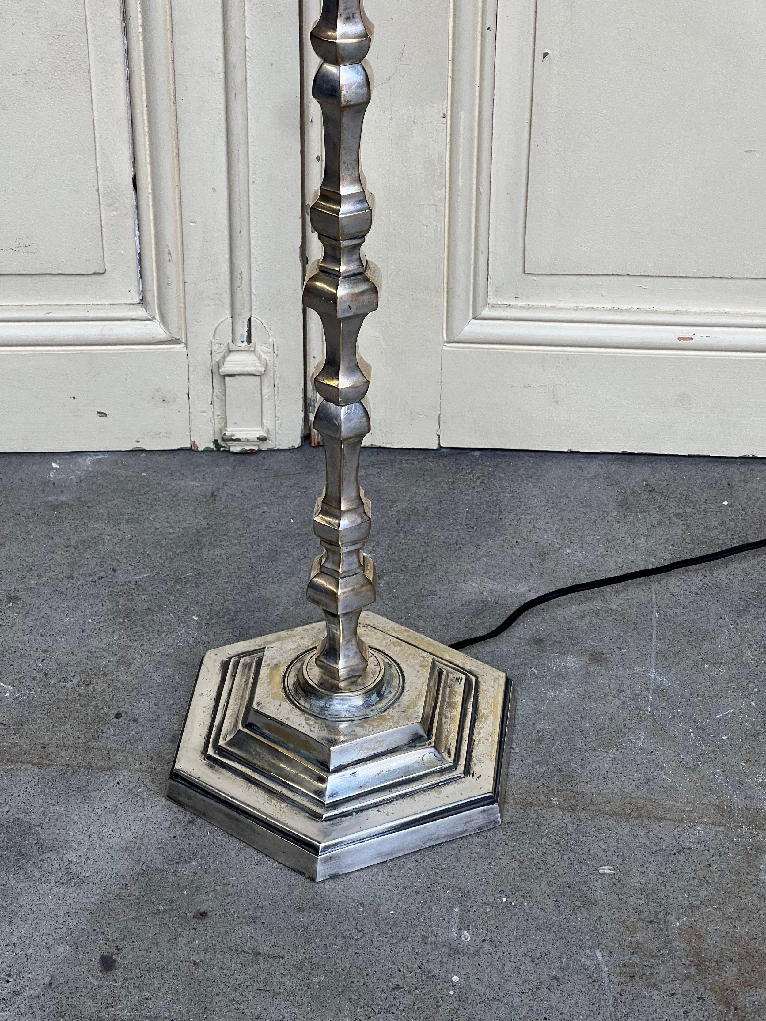 French 1940s Silver Plated Floor Lamp For Sale 3