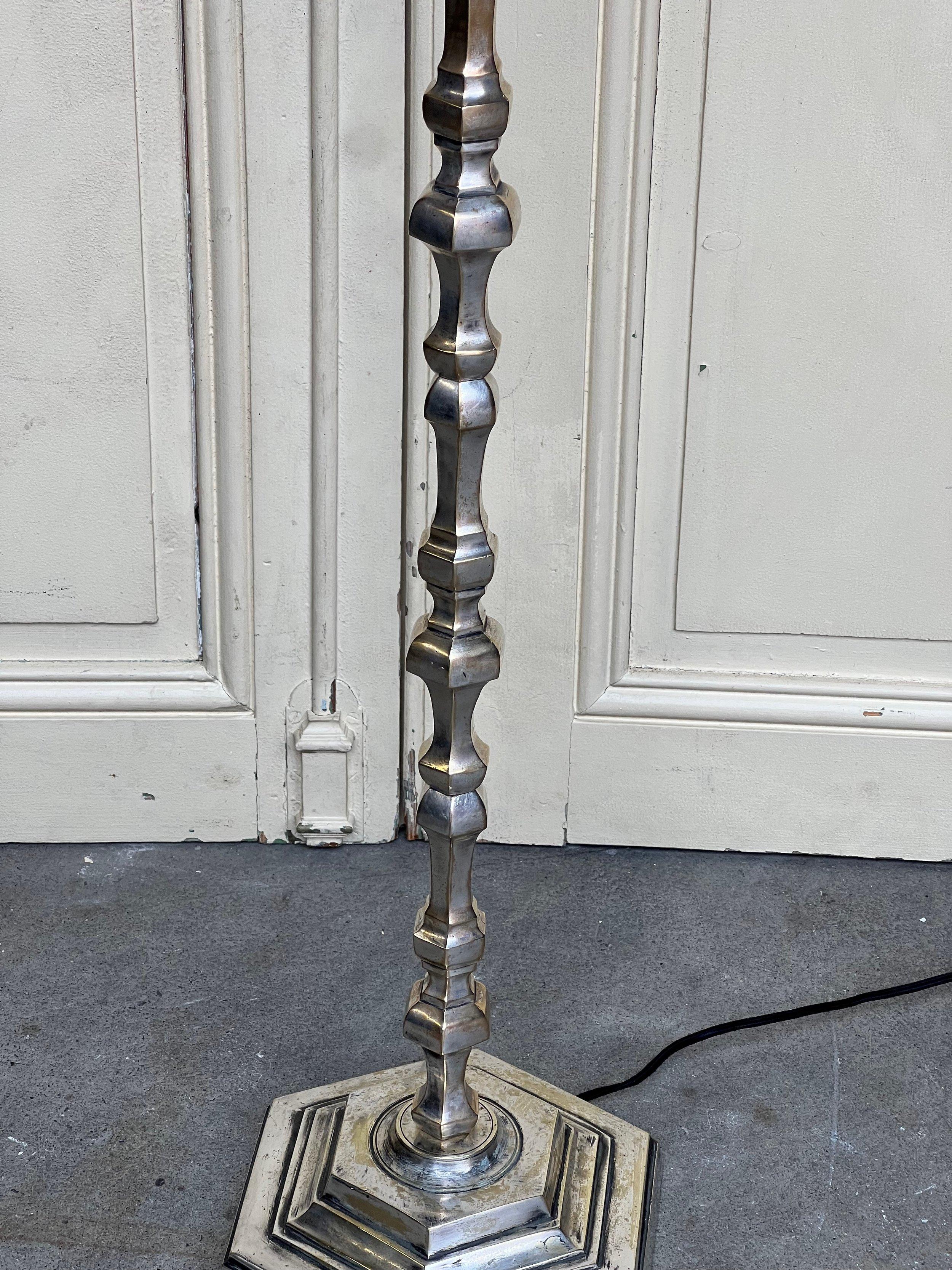 French 1940s Silver Plated Floor Lamp For Sale 4