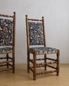 French 1940s Floral Fabric High Back Chair